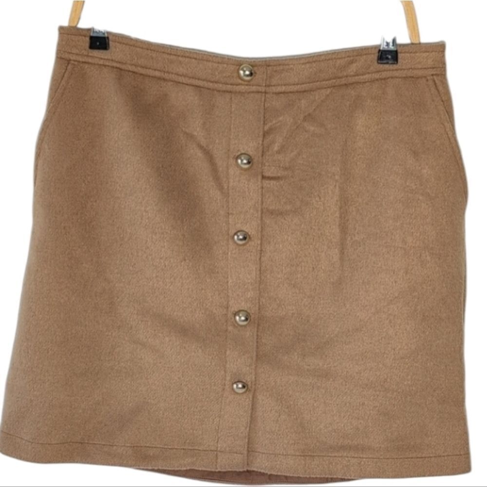Ann Taylor Brown Button-Front Mini Skirt
